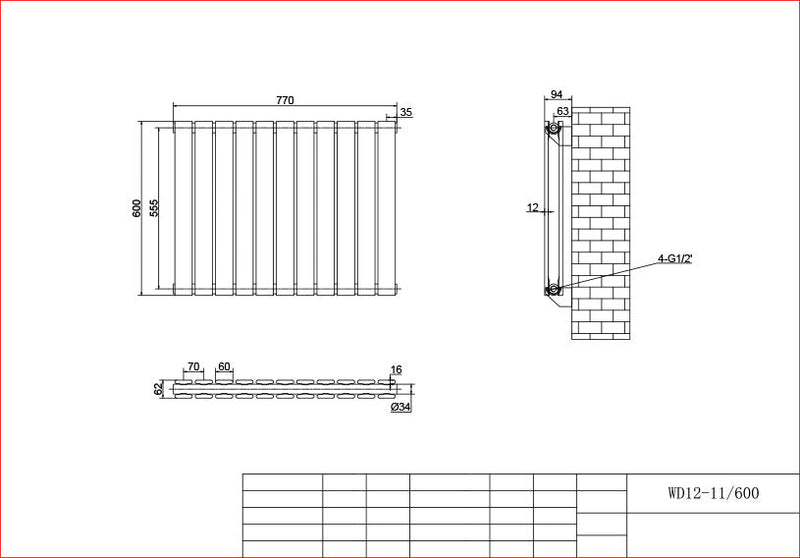 Harley White Horizontal Column Radiators – 600mm Height Single / Double