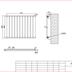 Harley White Horizontal Column Radiators – 600mm Height Single / Double