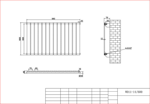 Harley White Horizontal Column Radiators – 600mm Height Single / Double