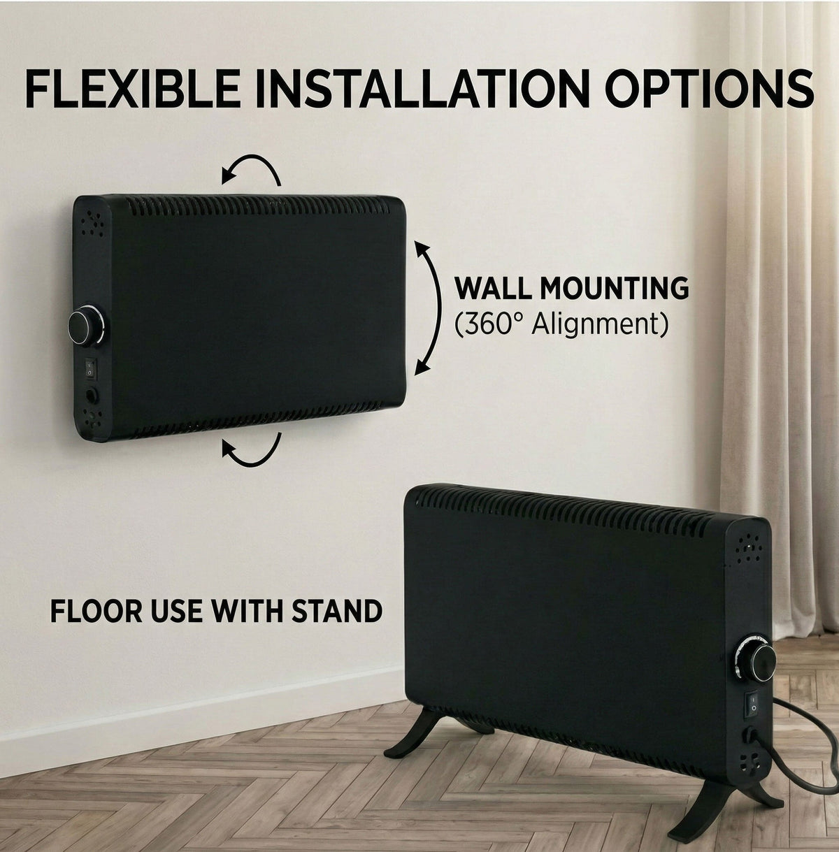 2000W Electric Convector Heater – Portable Radiator with Adjustable Thermostat