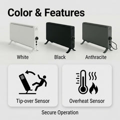 2000W Electric Convector Heater – Portable Radiator with Adjustable Thermostat