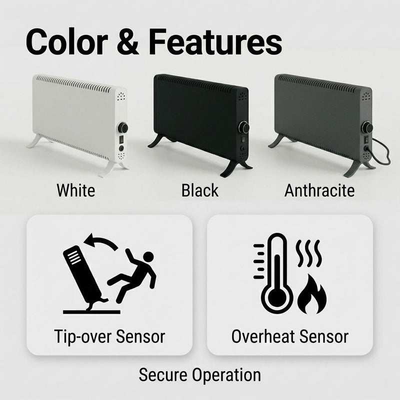 2000W Electric Convector Heater – Portable Radiator with Adjustable Thermostat