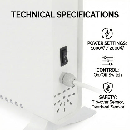 2000W Electric Convector Heater – Portable Freestanding Radiator