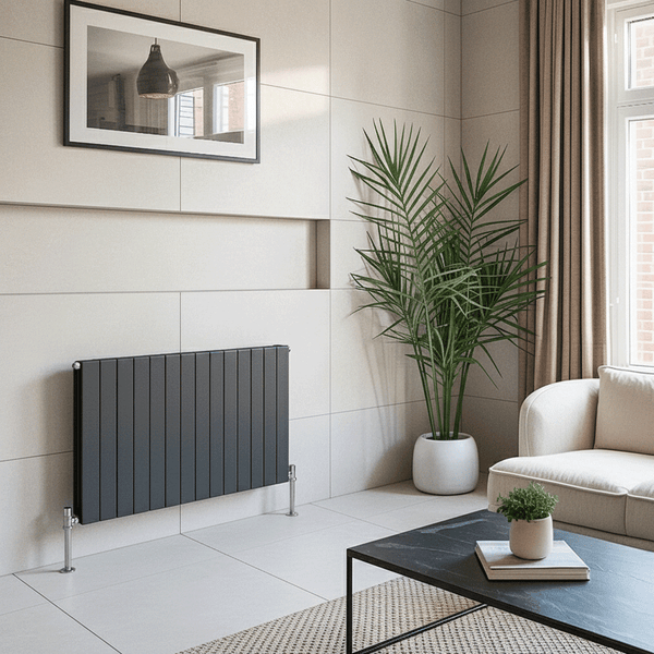 Flatty Anthracite 600mm Horizontal Column Radiator – Single & Double Panel