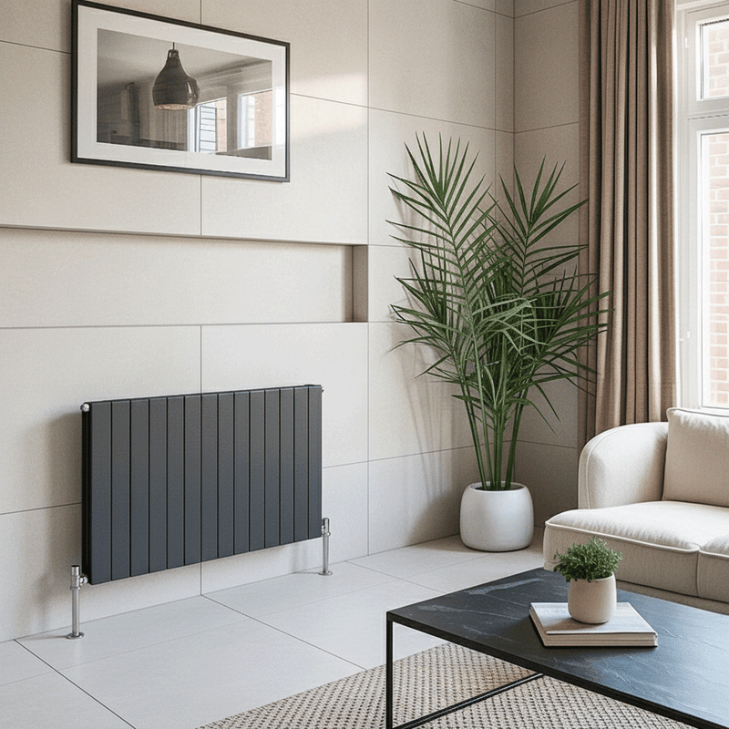 Flatty Anthracite 600mm Horizontal Column Radiator – Single & Double Panel