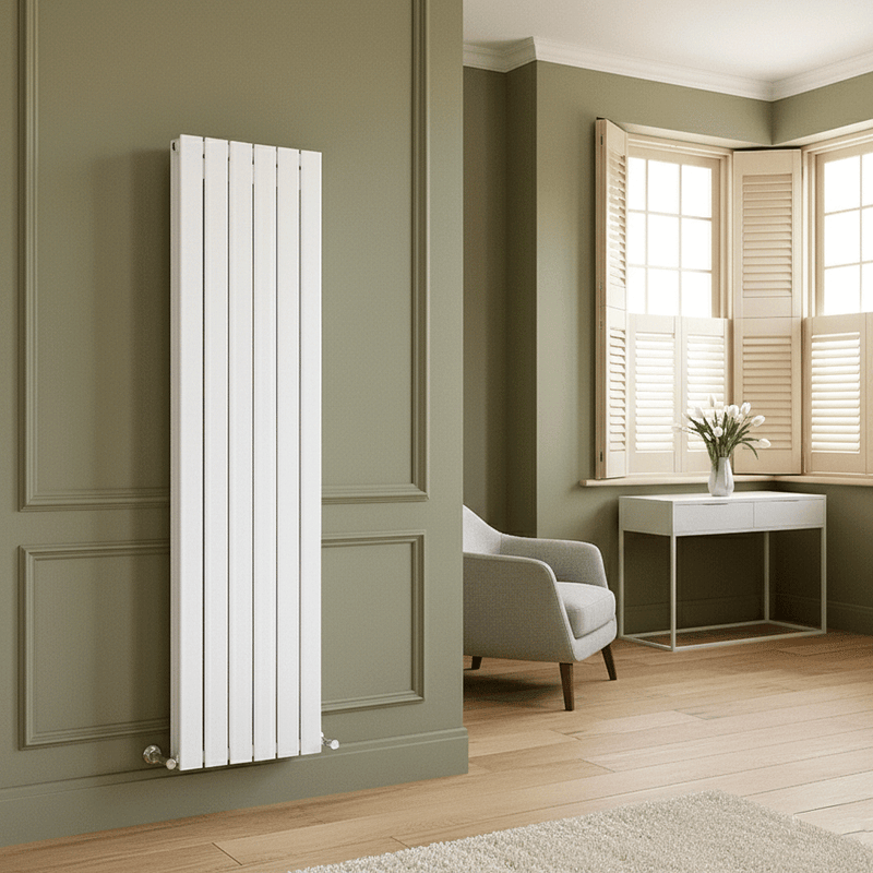 Flatty White Vertical Column Panel Radiator – Single & Double