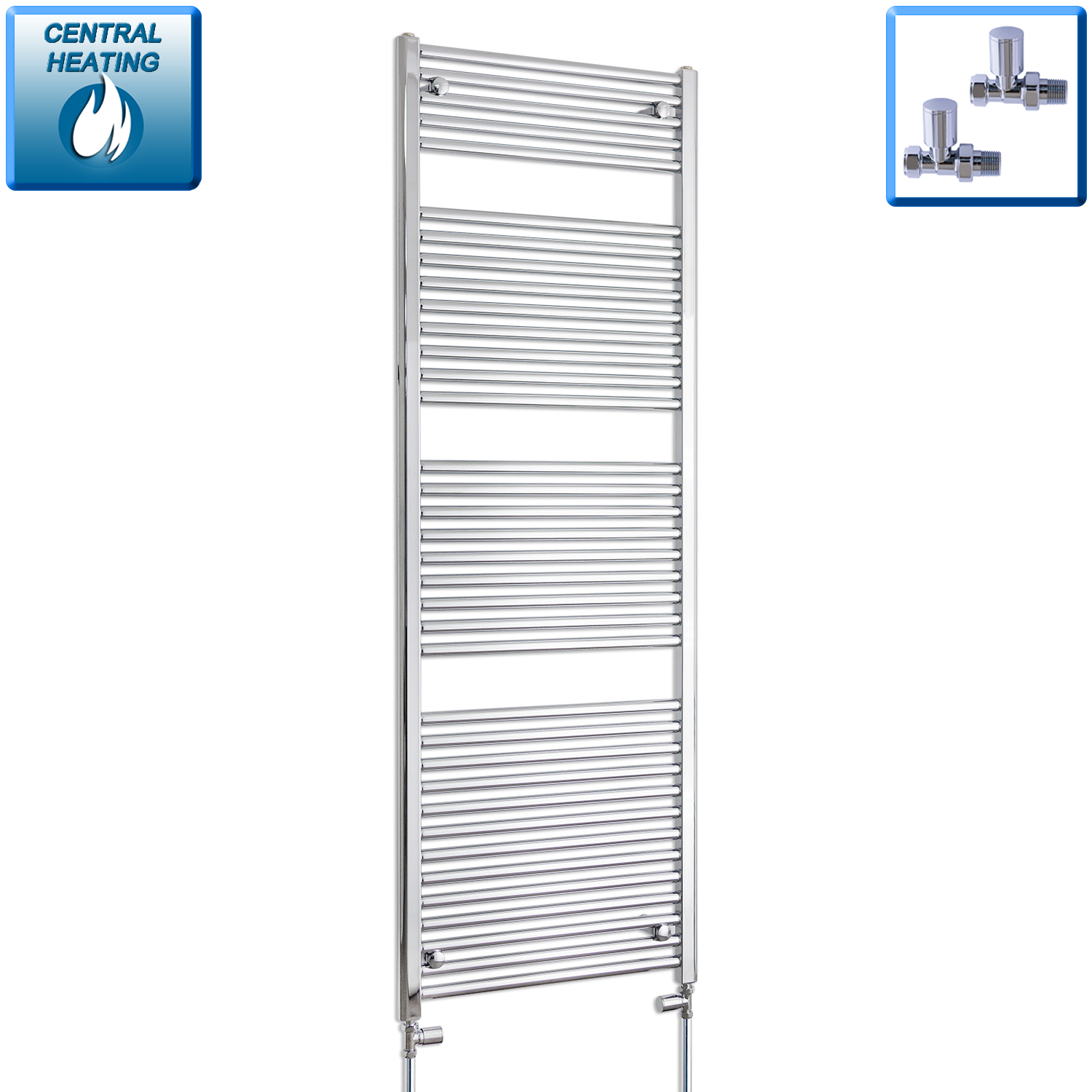 Chrome Heated Towel Rail 500 x 1744mm