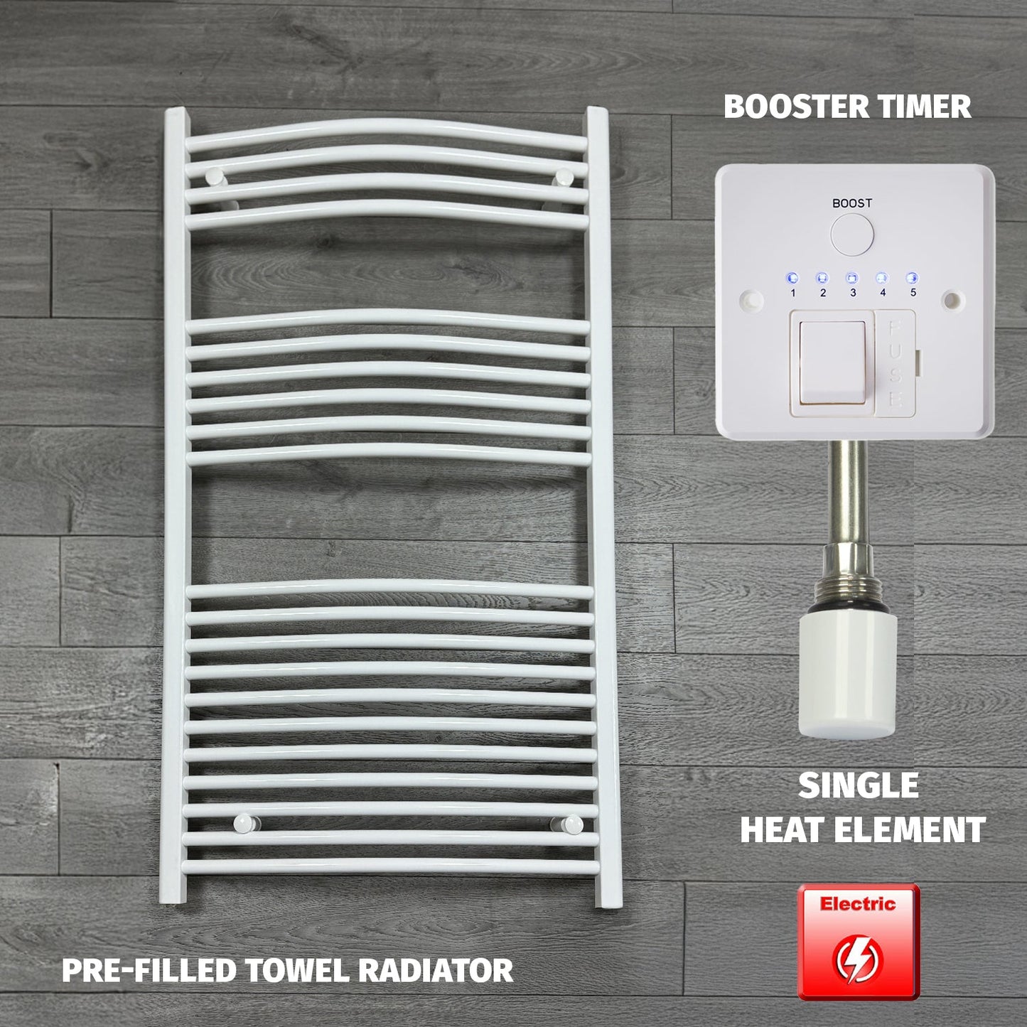 White Electric Heated Towel Rail 750 x 1300mm