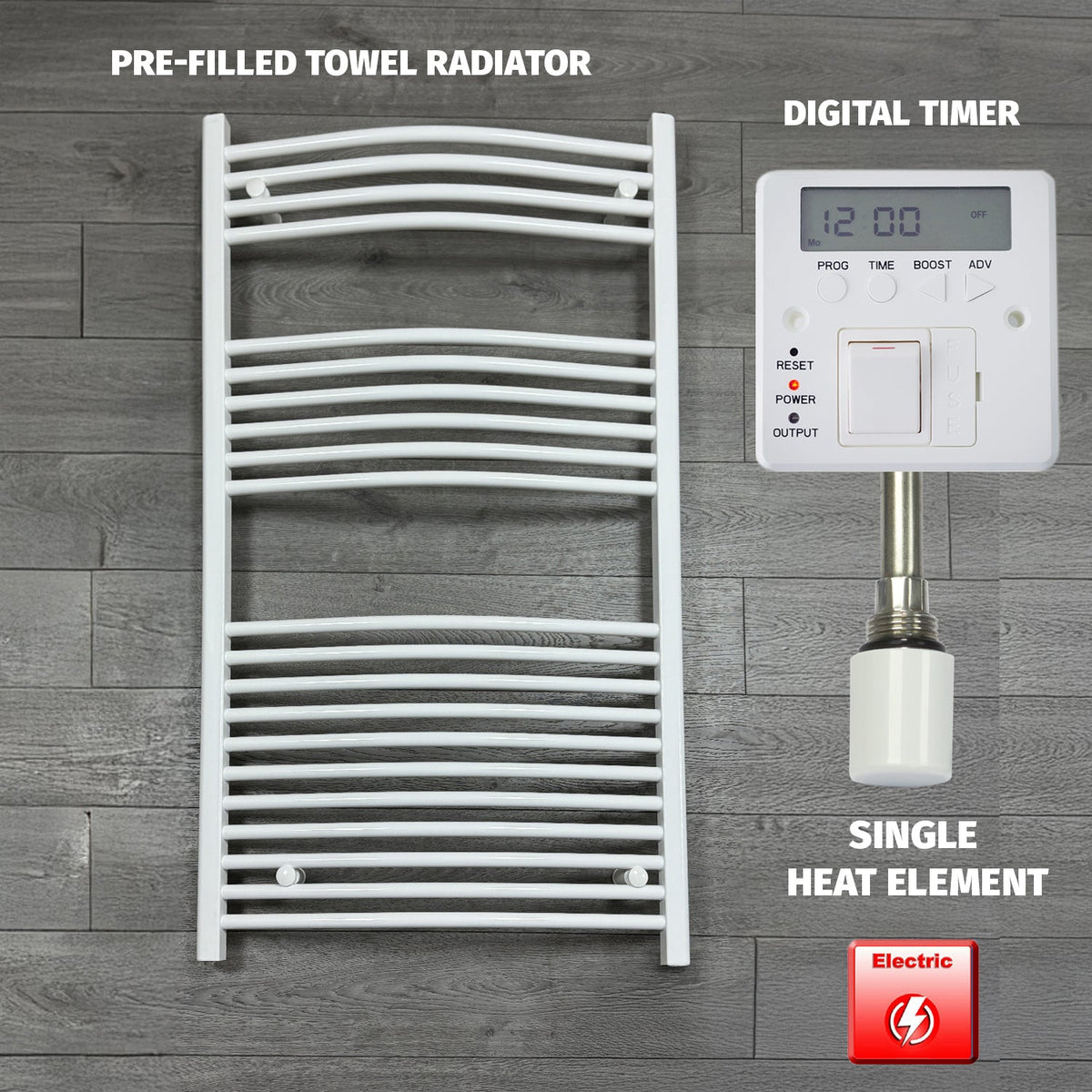 White Electric Heated Towel Rail 750 x 1300mm