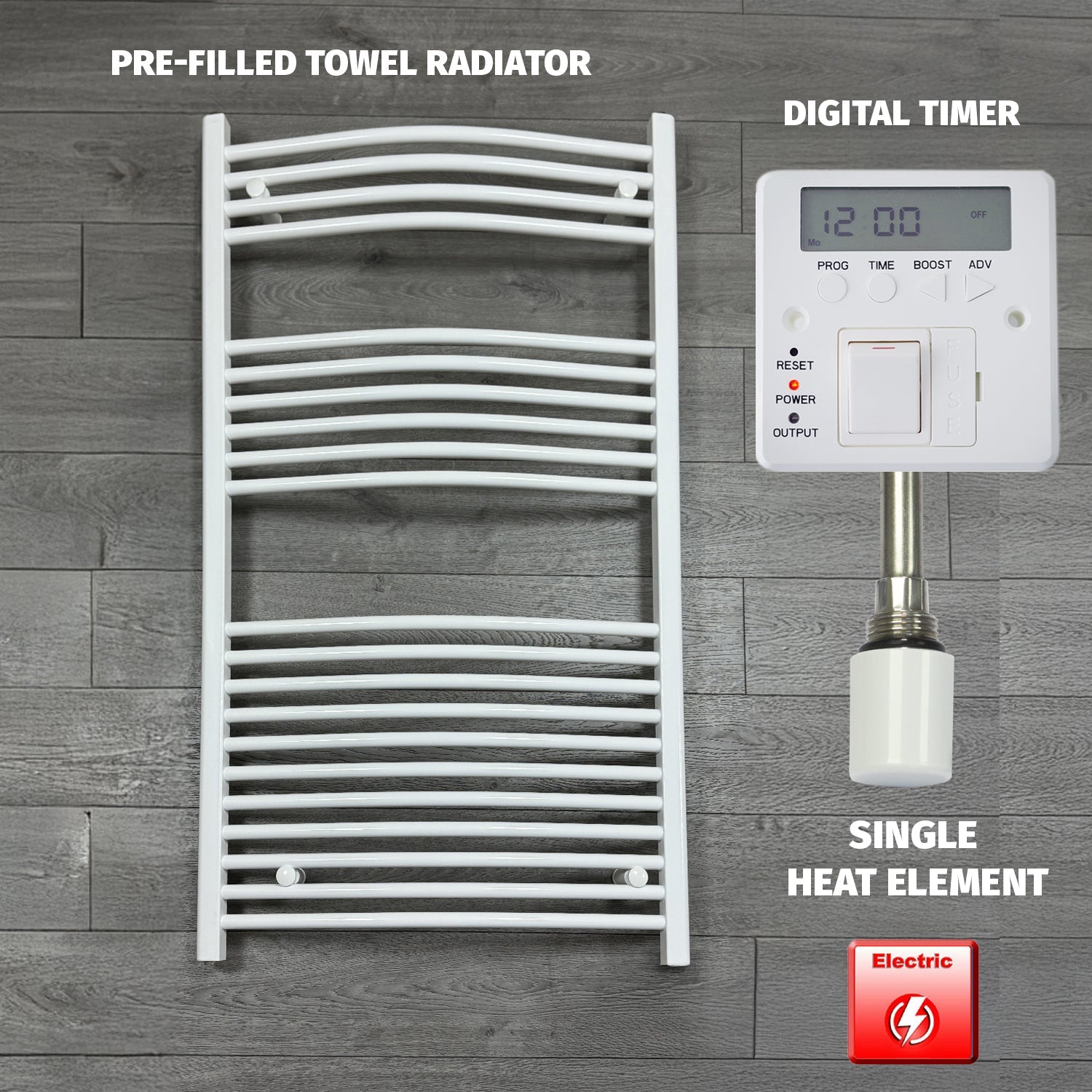 White Electric Heated Towel Rail 750 x 1300mm