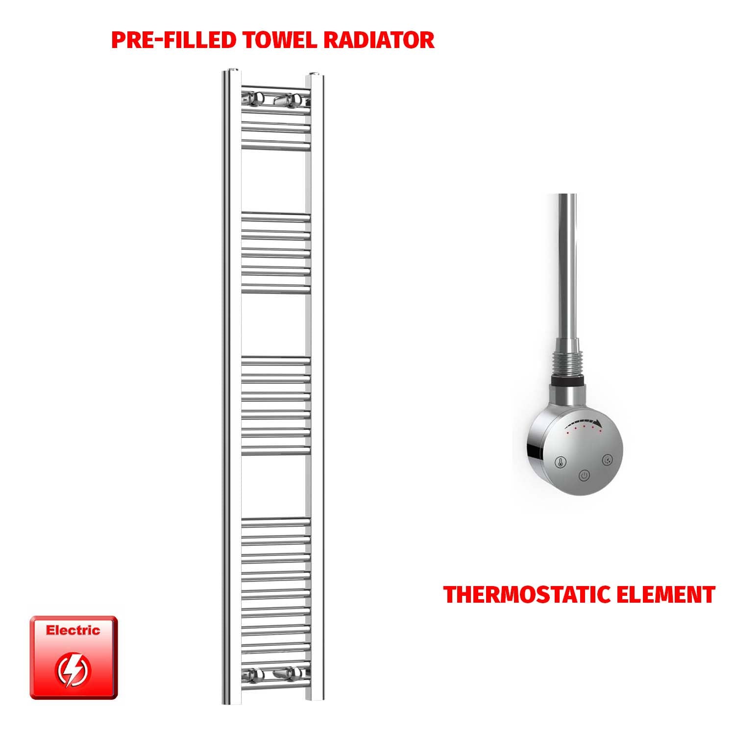 200 x 1400 Flat Chrome Pre-Filled Electric Towel Radiator – Companyblue