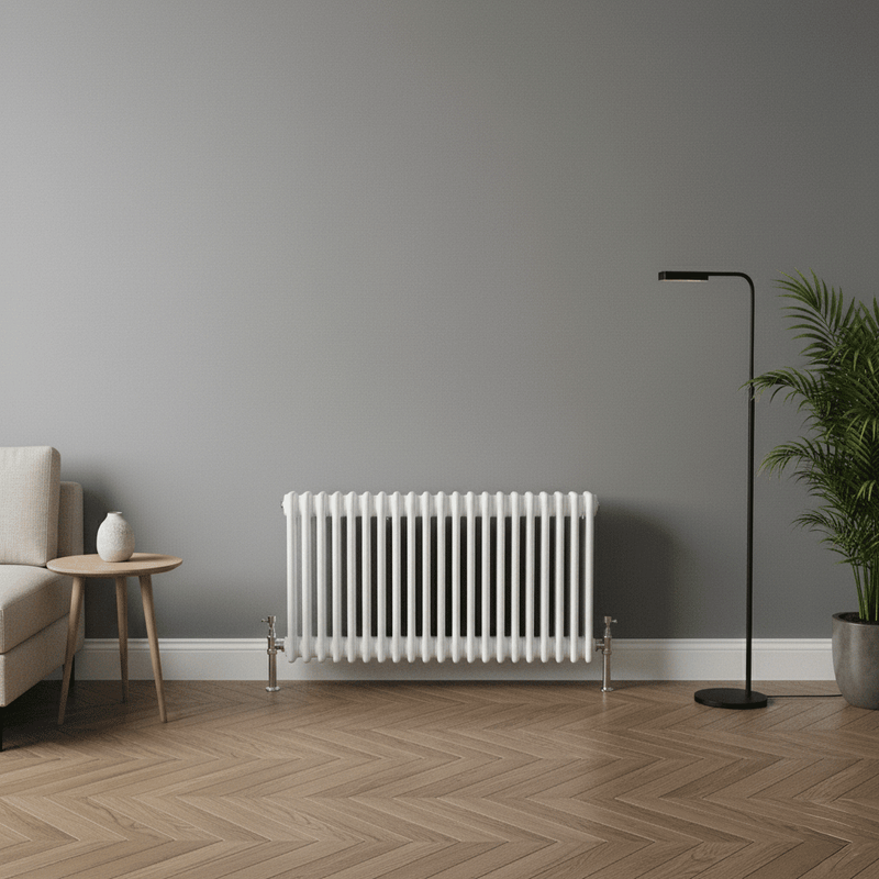 Antico White Horizontal Column Radiator, 300–750 mm, 9–30 Bars