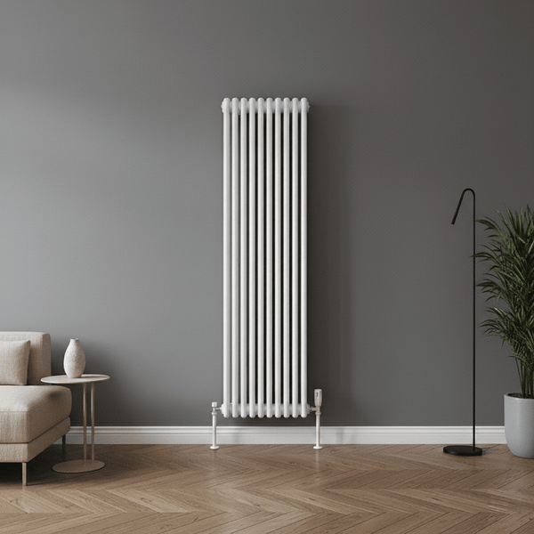 Antico White Vertical Column Radiator – 1500 & 1800mm Height (2–3 Column)
