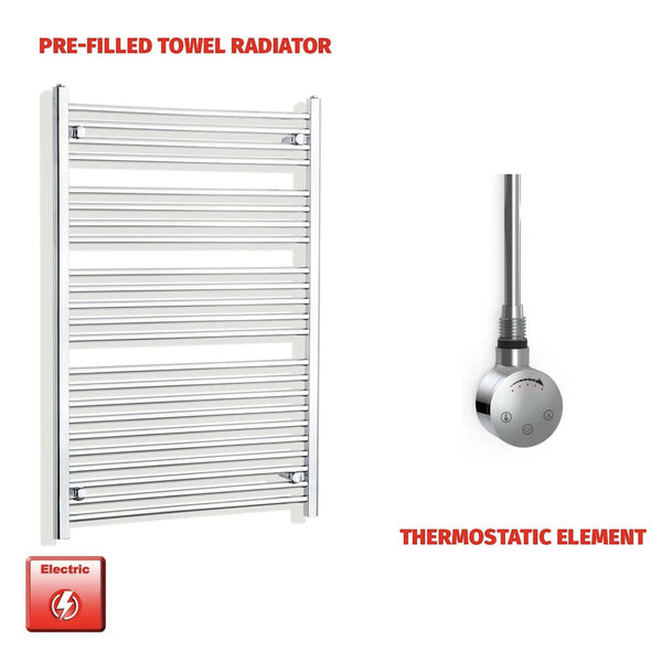 1200 x 800mm Chrome Electric Heated Towel Rail – Pre-Filled Straight Radiator