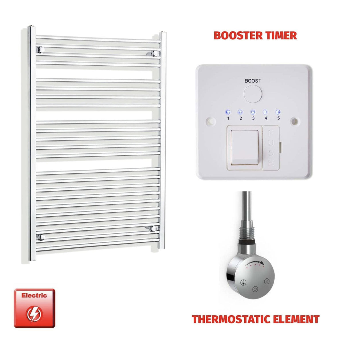 Chrome Electric Heated Towel Rail 1200 x 800mm