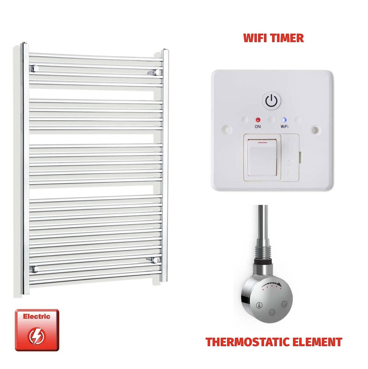Chrome Electric Heated Towel Rail 1200 x 800mm