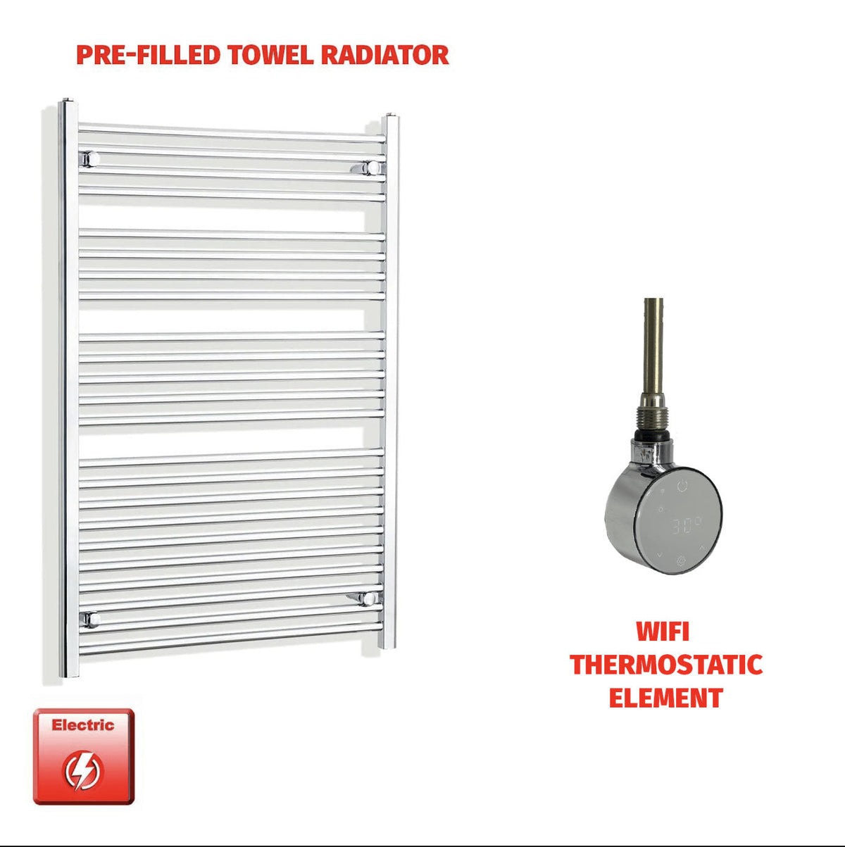 Chrome Electric Heated Towel Rail 1200 x 800mm