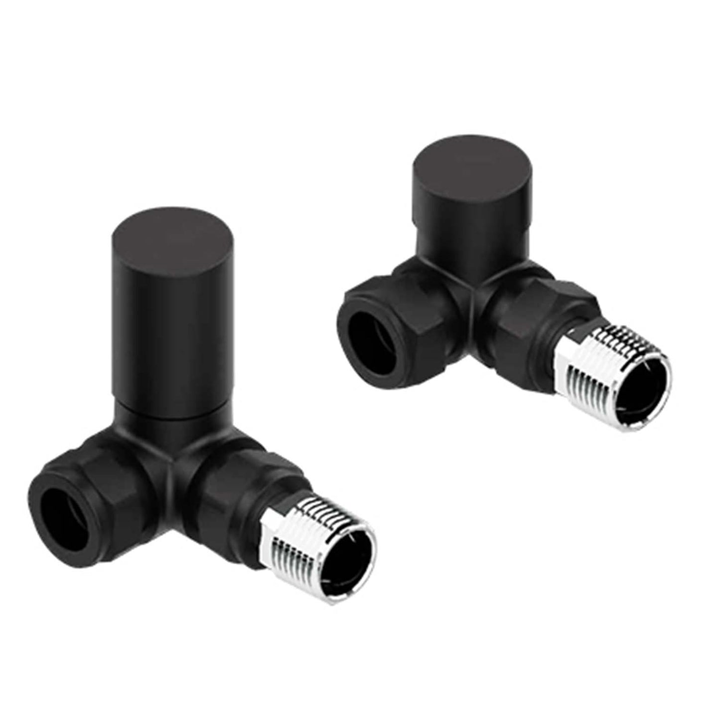 Corner Matt Black Towel Rail Radiator Valve in Pair