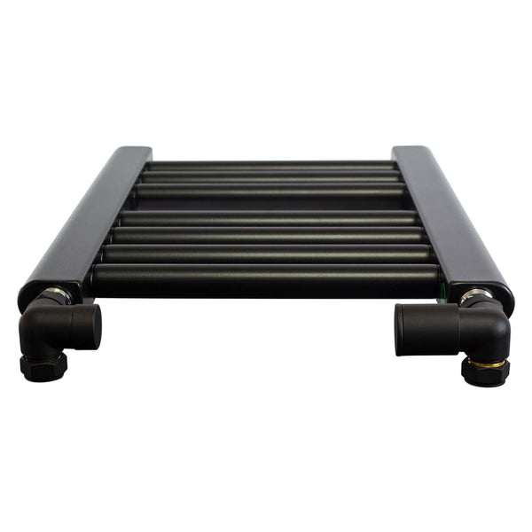 Corner Matt Black Towel Rail Radiator Valve in Pair