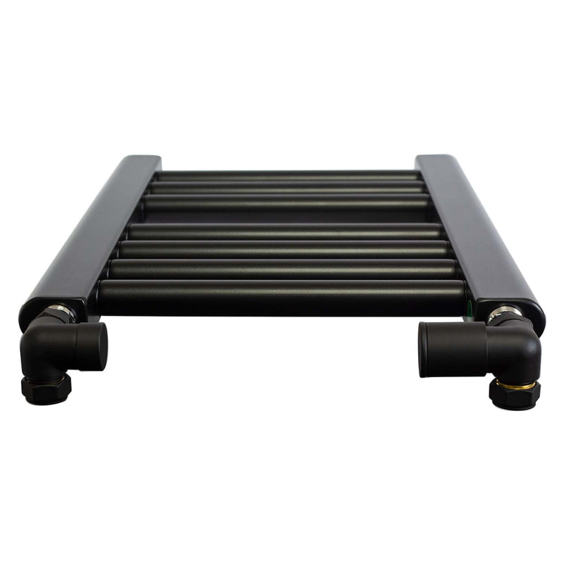 Corner Matt Black Towel Rail Radiator Valve in Pair