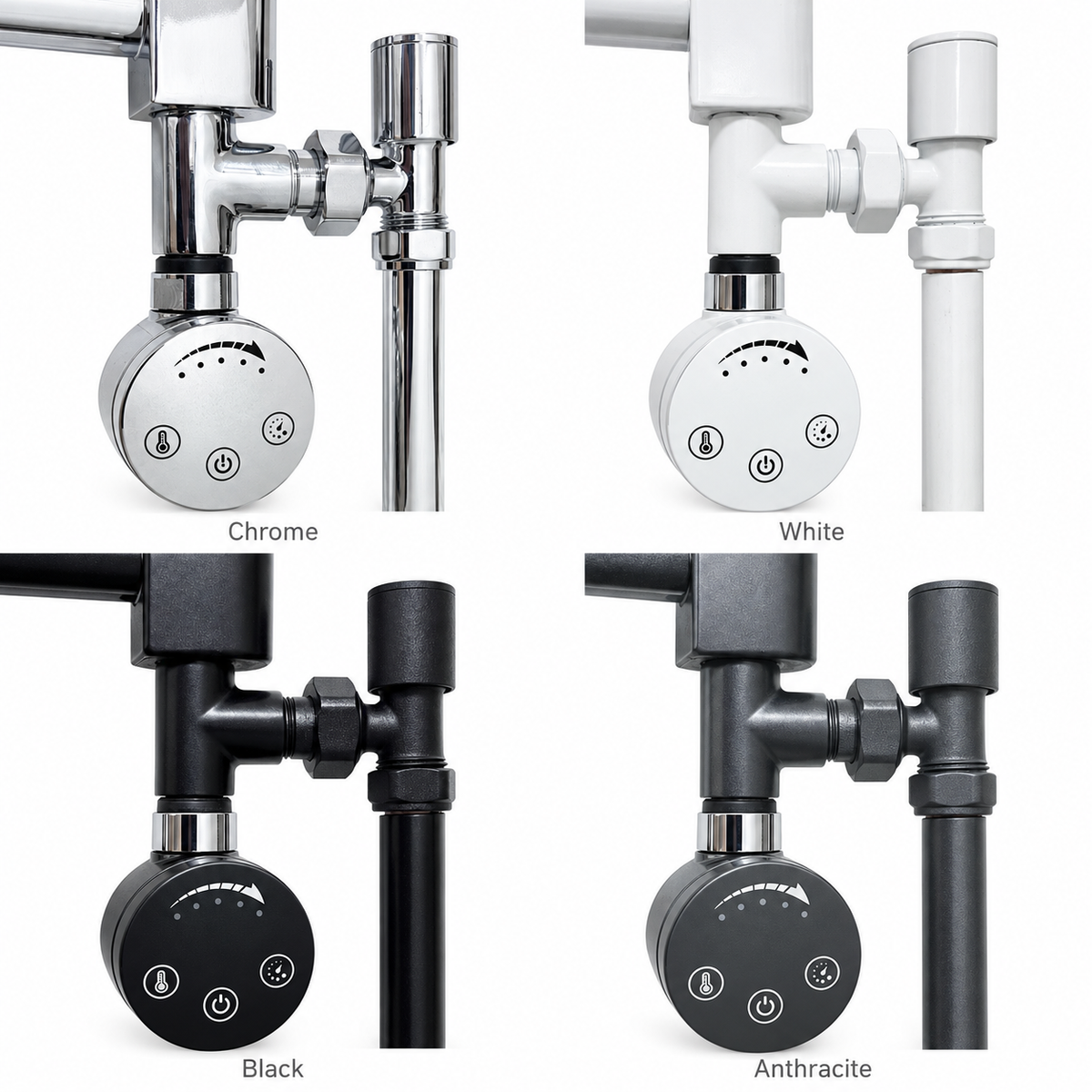 ER-Touch dual fuel kit in Chrome, White, Black and Anthracite - installed finish illustrations