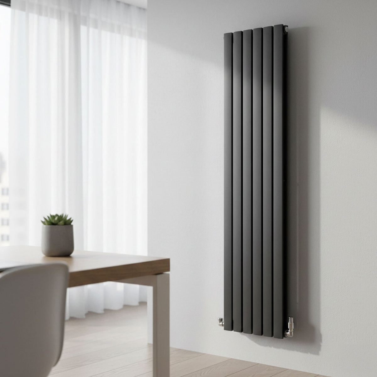Flatty anthracite vertical column panel radiator
