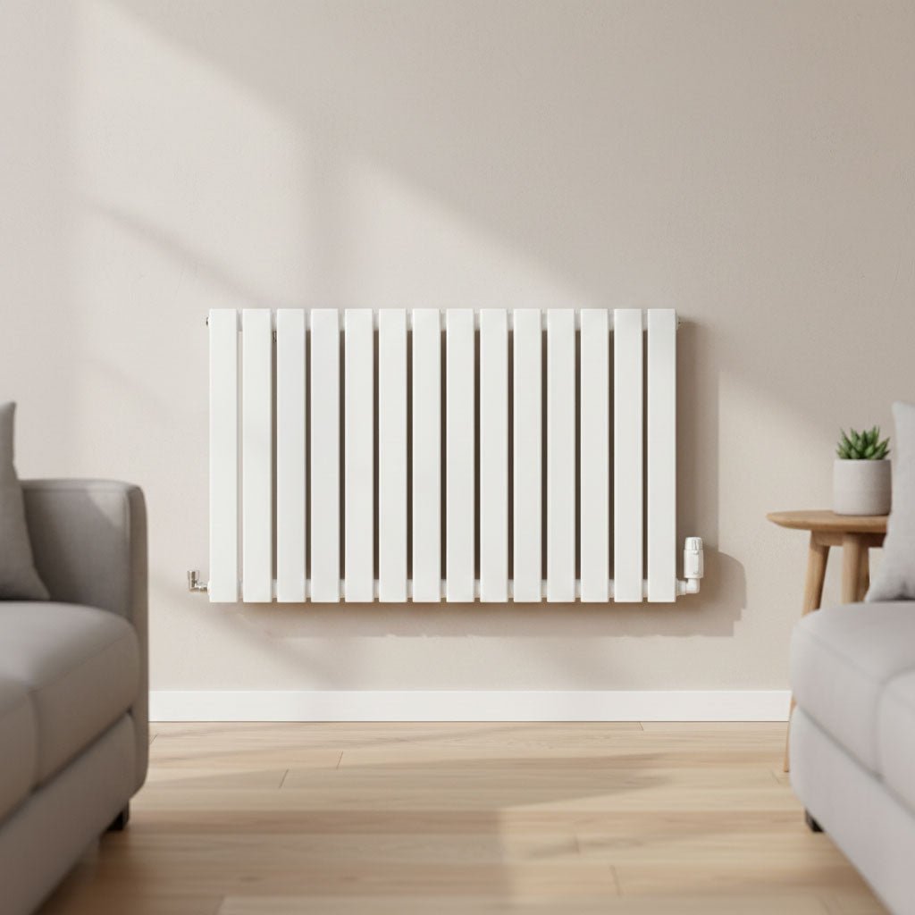 Flatty white horizontal column panel radiator