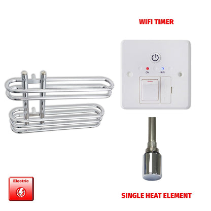 Single Heat Element + Wifi Timer Salina 600 x 400 Pre-Filled Electric Chrome Towel Radiator