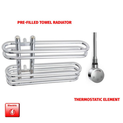Thermostatic Element Salina 600 x 400 Pre-Filled Electric Chrome Towel Radiator