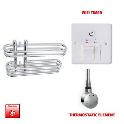Thermostatic Element + Wifi Timer Salina 600 x 400 Pre-Filled Electric Chrome Towel Radiator