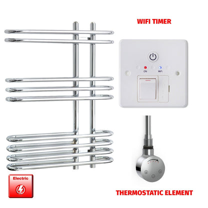 Thermostatic Element + Wifi Timer Salina Designer Pre-Filled Electric Chrome Towel Radiator