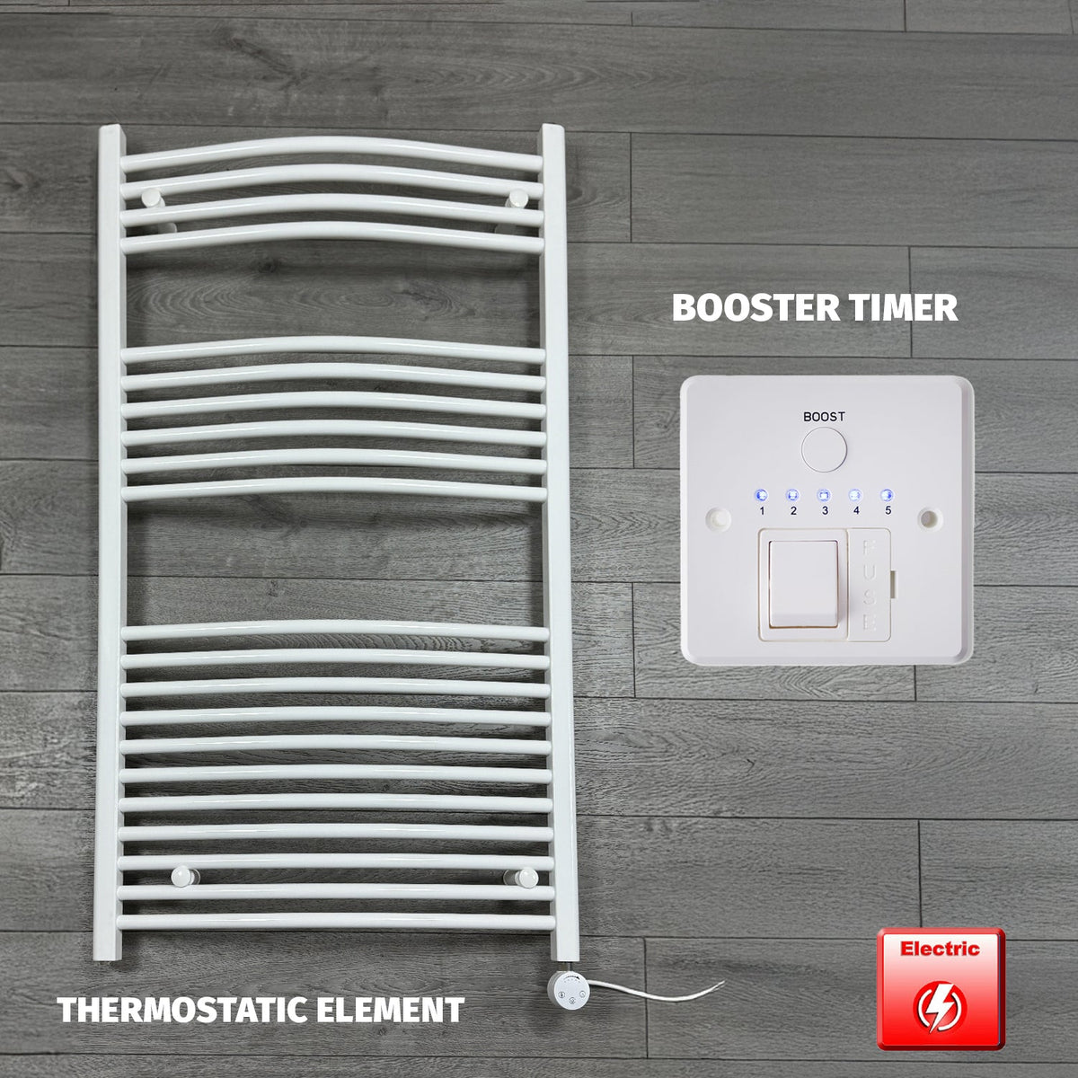 White Electric Heated Towel Rail 750 x 1300mm