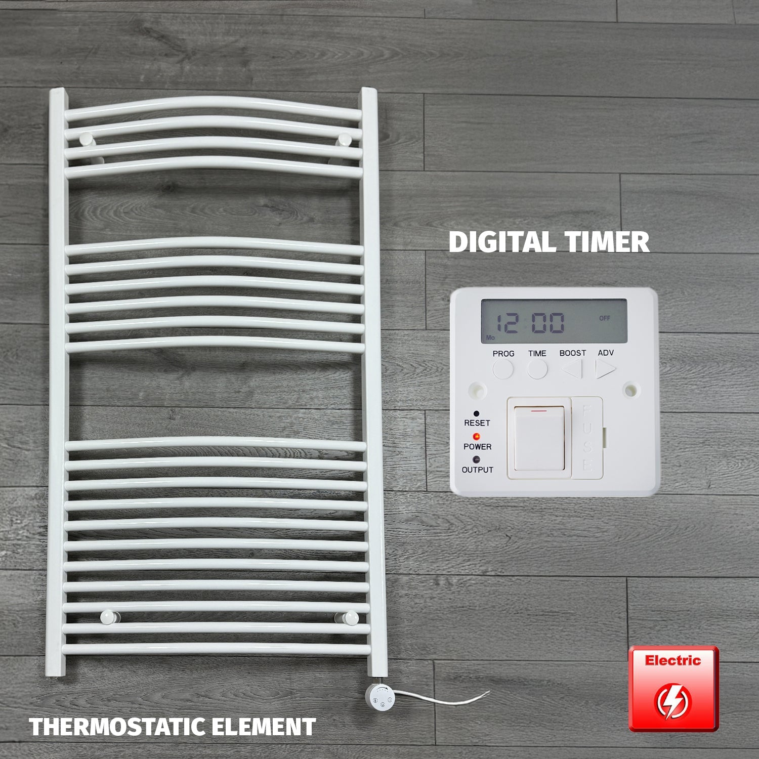 White Electric Heated Towel Rail 750 x 1300mm
