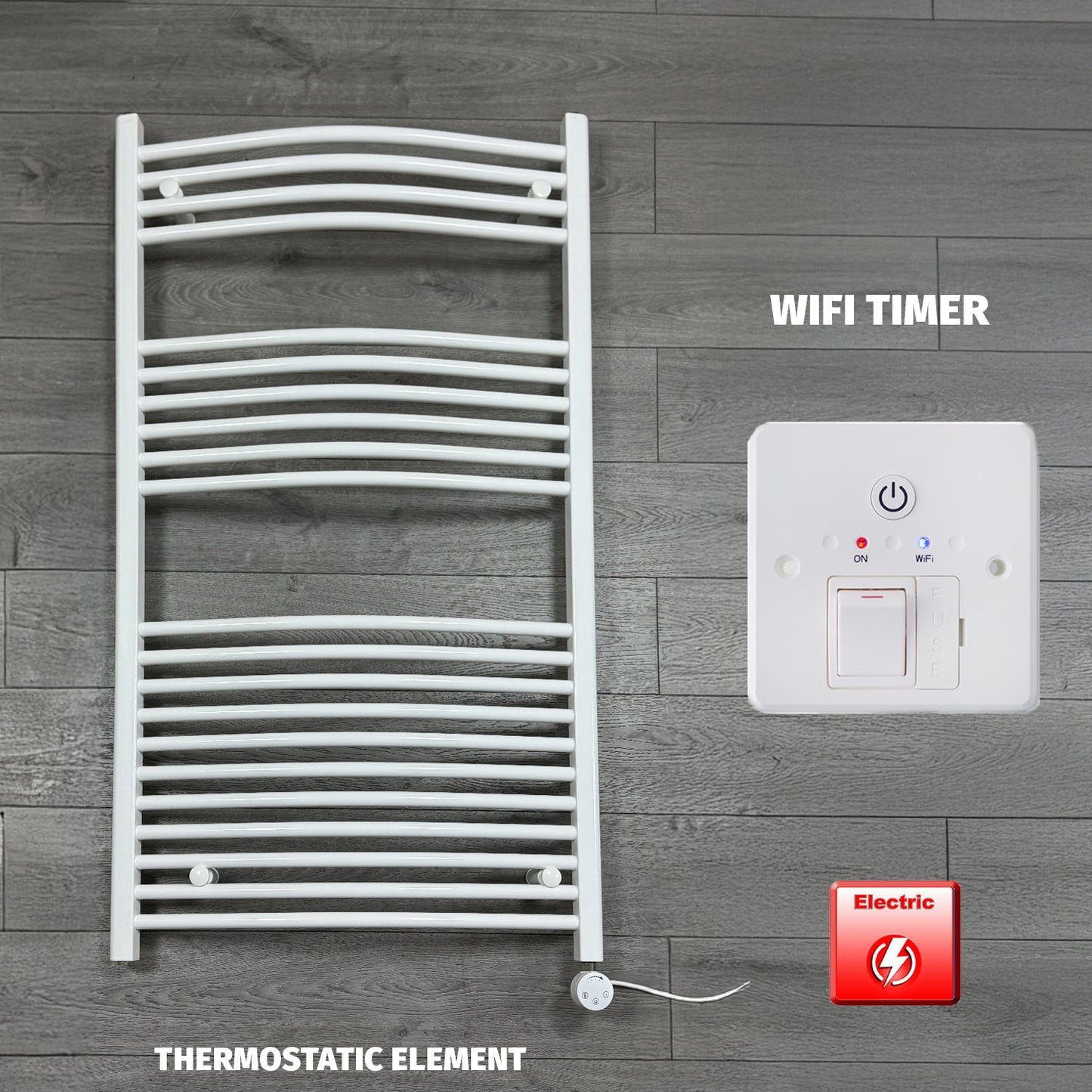 White Electric Heated Towel Rail 750 x 1300mm