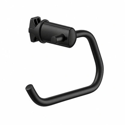 Black clamp-on toilet roll holder for towel radiator — LNEA-RLLHLDR-CLPON-BLK