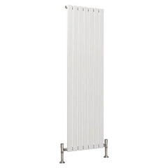 White vertical radiator on a white background