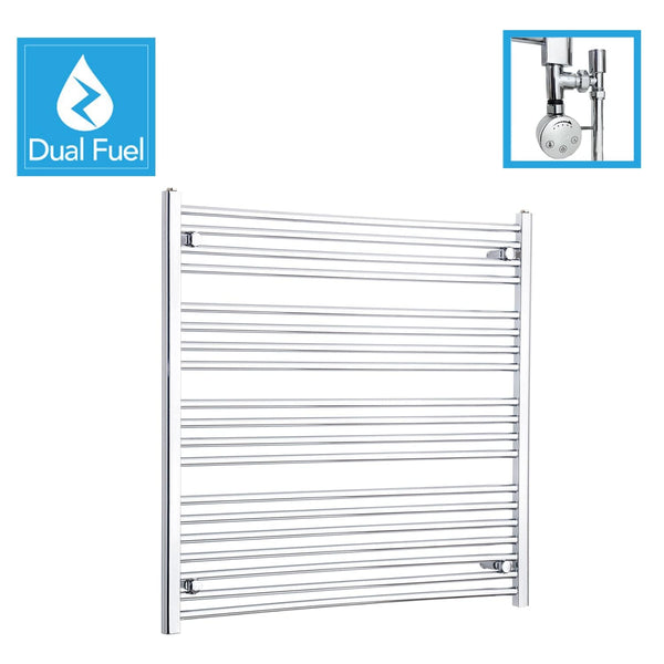 1000 x 1000mm Chrome Dual Fuel Flat Heated Towel Rail