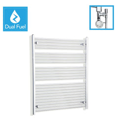 1000 x 1200 Chrome Dual Fuel Flat Heated Towel Rail
