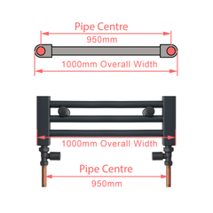 1000 x 1200 Chrome Dual Fuel Flat Heated Towel Rail
