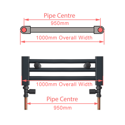 1000 x 1200 Chrome Dual Fuel Flat Heated Towel Rail