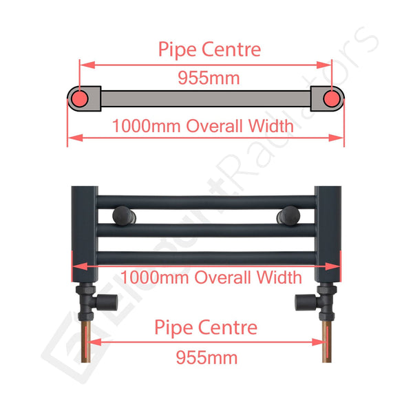 1000 x 400 Chrome Dual Fuel Flat Heated Towel Rail