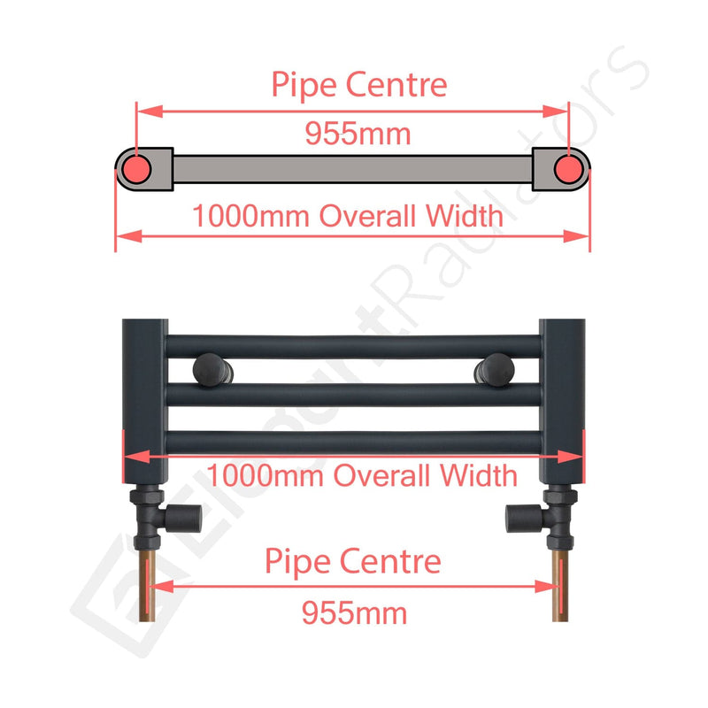 1000 x 400 Chrome Dual Fuel Flat Heated Towel Rail
