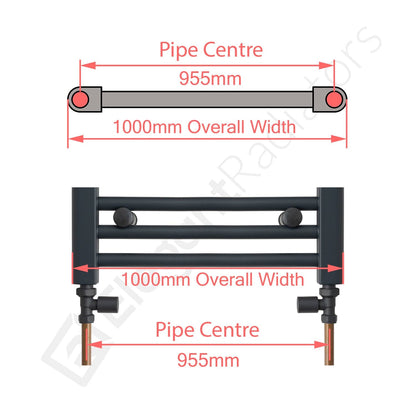 1000 x 400 Chrome Dual Fuel Flat Heated Towel Rail
