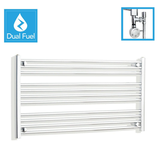 1000 x 600 Chrome Dual Fuel Flat Heated Towel Rail
