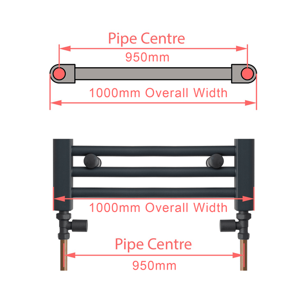 1000 x 600 Chrome Dual Fuel Flat Heated Towel Rail