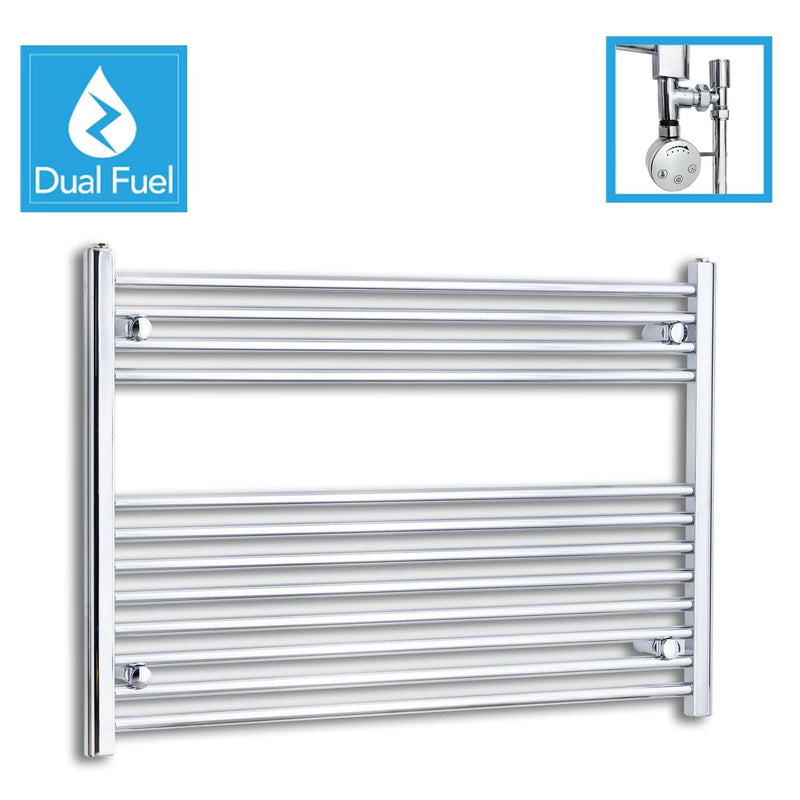 1000x700mm Chrome Dual Fuel Flat Heated Towel Rail