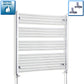 With Straight Valve 1000mm Wide 1000mm High Flat Chrome Heated Towel Rail