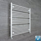 With Angled Valve 1000mm Wide 1000mm High Flat White Heated Towel Radiator