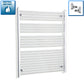 With Angled Valve 1000mm Wide 1200mm High Flat Chrome Heated Towel Rail HTR
