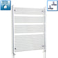 With Straight Valve 1000mm Wide 1200mm High Flat Chrome Heated Towel Rail HTR